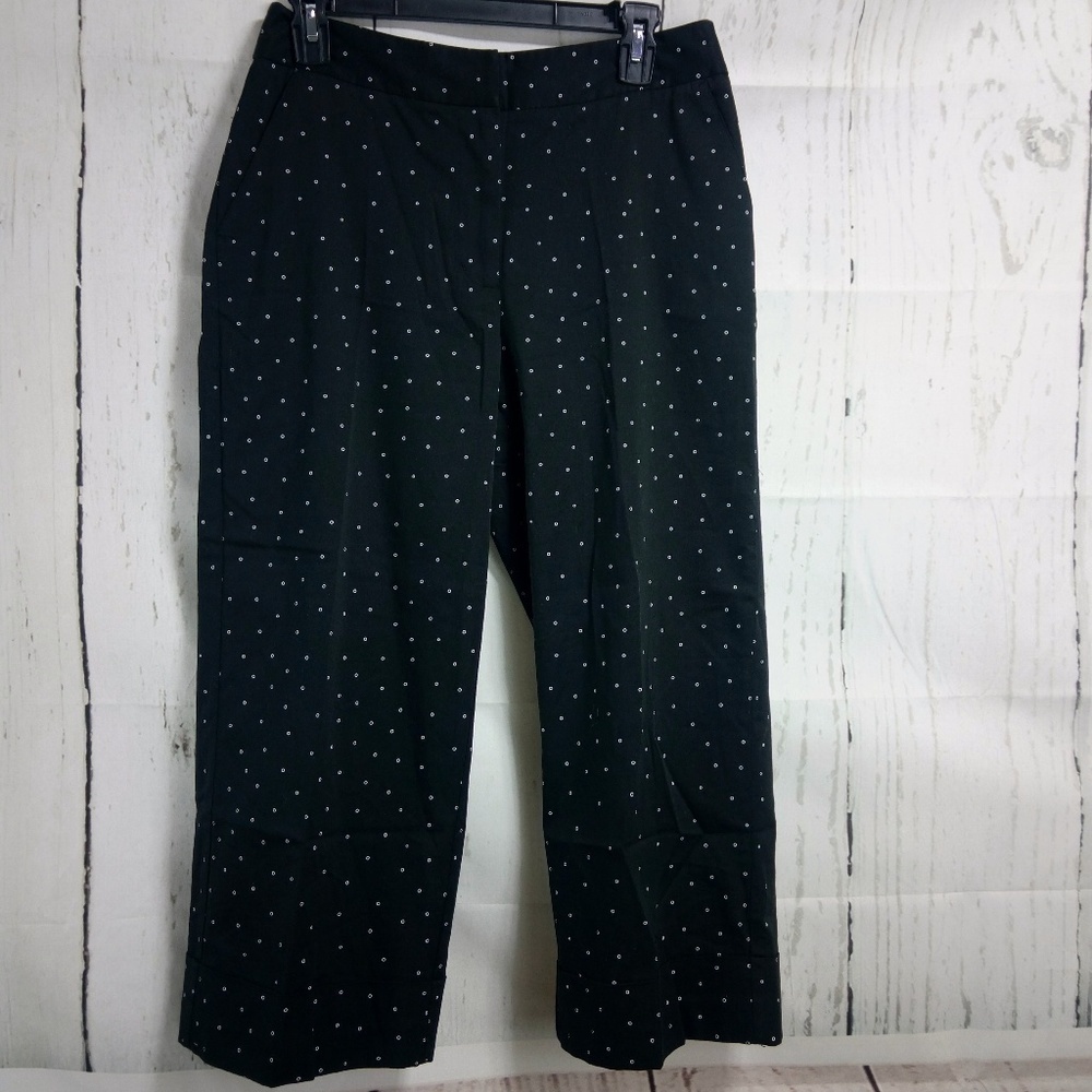 Chico's Womens Sz 0.5 Black Polka Dots Capri Jeans